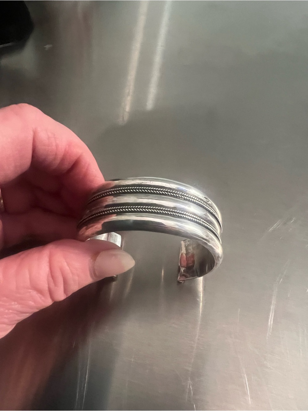 Sterling Silver Wide Cuff Bracelet